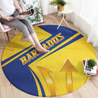 Barbados Gold Trident Round Carpet With Coat Of Arms