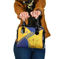 Barbados Gold Trident Shoulder Handbag With Coat Of Arms