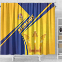 Barbados Gold Trident Shower Curtain With Coat Of Arms