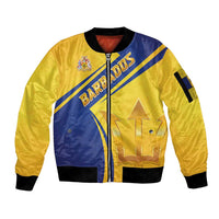 Barbados Gold Trident Sleeve Zip Bomber Jacket With Coat Of Arms