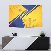 Barbados Gold Trident Tapestry With Coat Of Arms