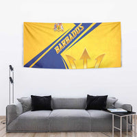 Barbados Gold Trident Tapestry With Coat Of Arms