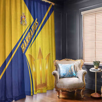 Barbados Gold Trident Window Curtain With Coat Of Arms