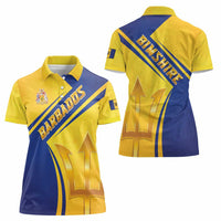 Barbados Gold Trident Women Polo Shirt With Coat Of Arms