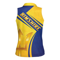 Barbados Gold Trident Women Sleeveless Polo Shirt With Coat Of Arms