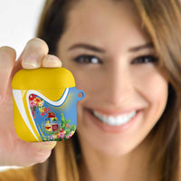 Aruba AirPods Case Coat Of Arms With Tropical Flowers