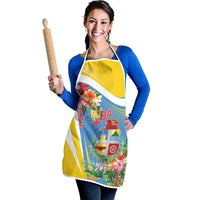 Aruba Apron Coat Of Arms With Tropical Flowers