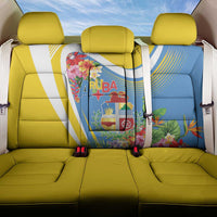 Aruba Back Car Seat Cover Coat Of Arms With Tropical Flowers