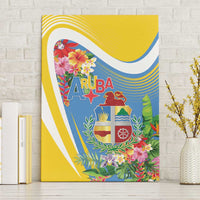 Aruba Canvas Wall Art Coat Of Arms With Tropical Flowers