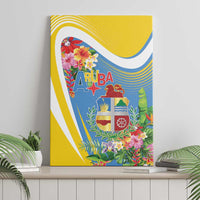 Aruba Canvas Wall Art Coat Of Arms With Tropical Flowers