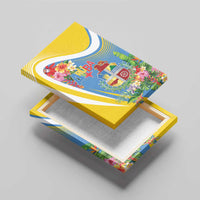 Aruba Canvas Wall Art Coat Of Arms With Tropical Flowers