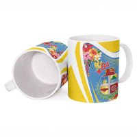 Aruba Ceramic Mug Coat Of Arms With Tropical Flowers