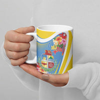 Aruba Ceramic Mug Coat Of Arms With Tropical Flowers