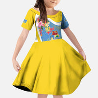 Aruba Kid Short Sleeve Dress Coat Of Arms With Tropical Flowers