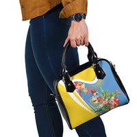 Aruba Shoulder Handbag Coat Of Arms With Tropical Flowers