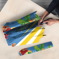 Aruba Umbrella Coat Of Arms With Tropical Flowers