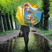 Aruba Umbrella Coat Of Arms With Tropical Flowers