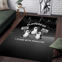 Funny Penguin Resist Area Rug Flippers Up I Stand With Penguins