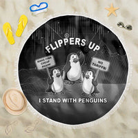 Funny Penguin Resist Beach Blanket Flippers Up I Stand With Penguins
