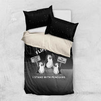 Funny Penguin Resist Bedding Set Flippers Up I Stand With Penguins