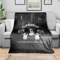 Funny Penguin Resist Blanket Flippers Up I Stand With Penguins