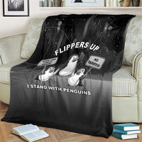Funny Penguin Resist Blanket Flippers Up I Stand With Penguins