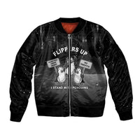 Funny Penguin Resist Bomber Jacket Flippers Up I Stand With Penguins