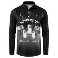 Funny Penguin Resist Button Sweatshirt Flippers Up I Stand With Penguins