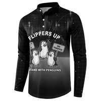 Funny Penguin Resist Button Sweatshirt Flippers Up I Stand With Penguins