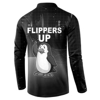 Funny Penguin Resist Button Sweatshirt Flippers Up I Stand With Penguins