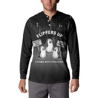 Funny Penguin Resist Button Sweatshirt Flippers Up I Stand With Penguins