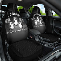 Funny Penguin Resist Car Seat Cover Flippers Up I Stand With Penguins