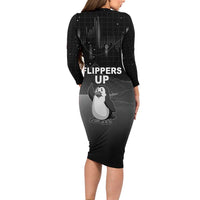 Funny Penguin Resist Family Matching Long Sleeve Bodycon Dress and Hawaiian Shirt Flippers Up I Stand With Penguins