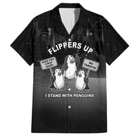 Funny Penguin Resist Family Matching Off Shoulder Maxi Dress and Hawaiian Shirt Flippers Up I Stand With Penguins