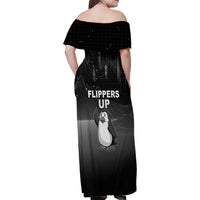 Funny Penguin Resist Family Matching Off Shoulder Maxi Dress and Hawaiian Shirt Flippers Up I Stand With Penguins