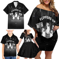 Funny Penguin Resist Family Matching Off Shoulder Short Dress and Hawaiian Shirt Flippers Up I Stand With Penguins