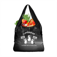 Funny Penguin Resist Grocery Bag Flippers Up I Stand With Penguins