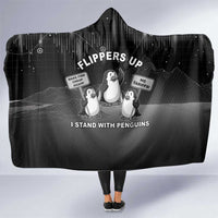 Funny Penguin Resist Hooded Blanket Flippers Up I Stand With Penguins