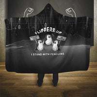 Funny Penguin Resist Hooded Blanket Flippers Up I Stand With Penguins