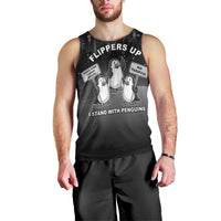 Funny Penguin Resist Men Tank Top Flippers Up I Stand With Penguins