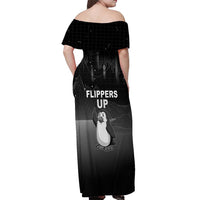 Funny Penguin Resist Off Shoulder Maxi Dress Flippers Up I Stand With Penguins