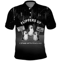Funny Penguin Resist Polo Shirt Flippers Up I Stand With Penguins