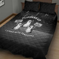 Funny Penguin Resist Quilt Bed Set Flippers Up I Stand With Penguins