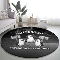 Funny Penguin Resist Round Carpet Flippers Up I Stand With Penguins