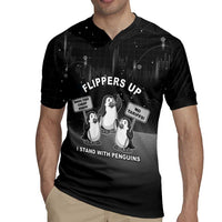 Funny Penguin Resist Rugby Jersey Flippers Up I Stand With Penguins