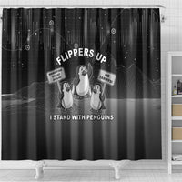 Funny Penguin Resist Shower Curtain Flippers Up I Stand With Penguins