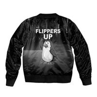 Funny Penguin Resist Sleeve Zip Bomber Jacket Flippers Up I Stand With Penguins