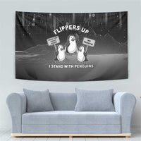 Funny Penguin Resist Tapestry Flippers Up I Stand With Penguins