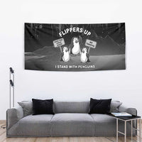Funny Penguin Resist Tapestry Flippers Up I Stand With Penguins