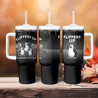 Funny Penguin Resist Tumbler With Handle Flippers Up I Stand With Penguins